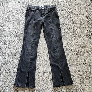 Abercrombie Kids Black High Rise Flare Jeans with Front Slits Size 13/14 Regular